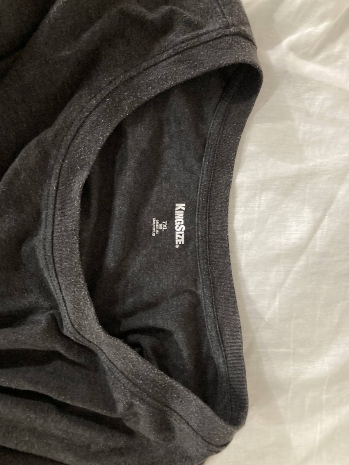 men's 7xl big Kingsize crewneck s sleeve pocket tee shirt Heather Charcoal Grey gallery