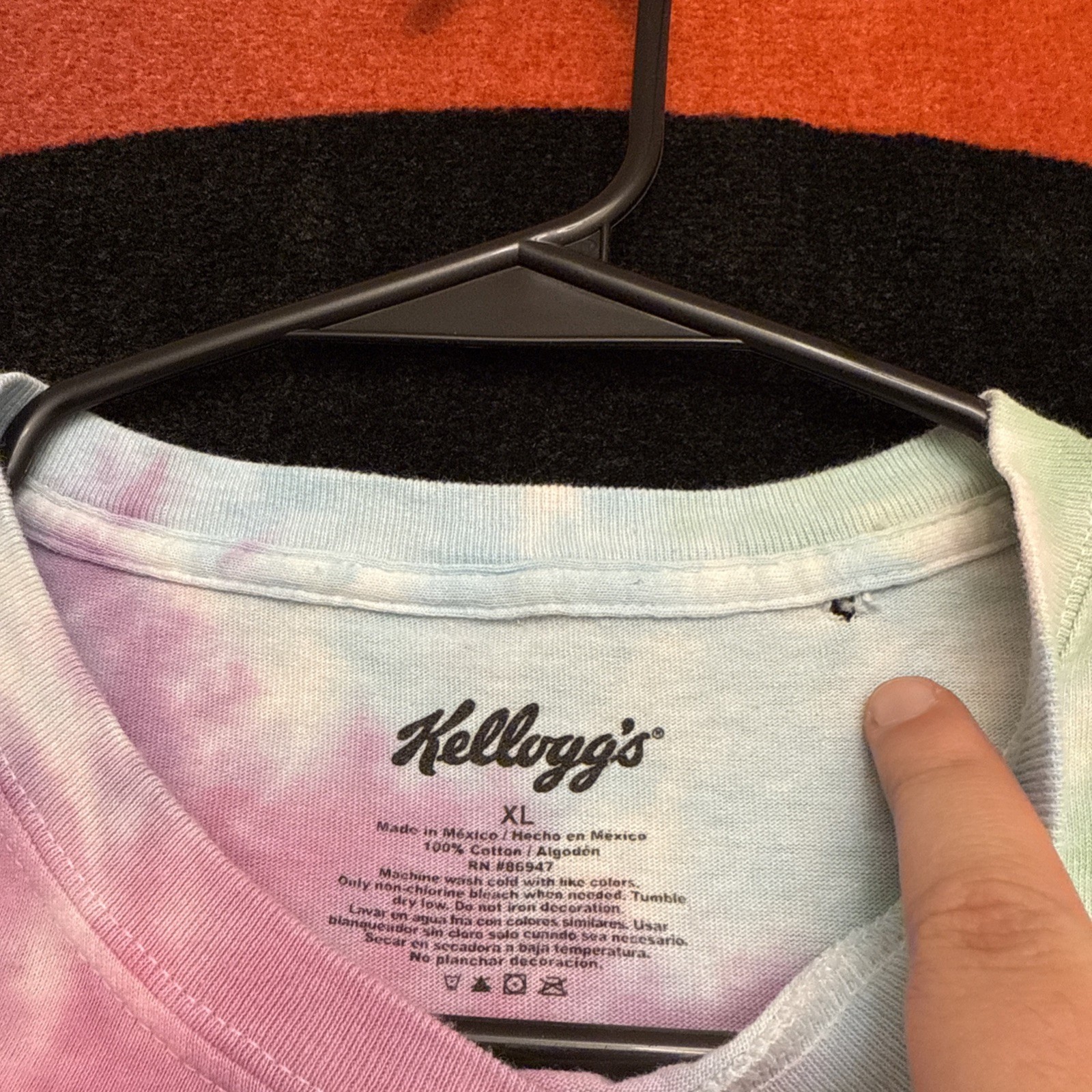 Men's XL Kelloggs Cereal Screen Printed Tie Dye Vintage Graphic T Shirt Retro gallery