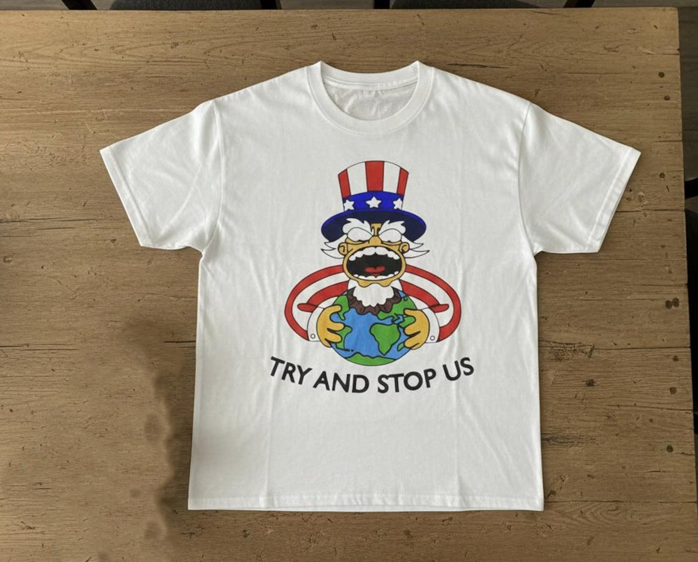 The Simpson Try And Stop Us Heavy Cotton White S-5XL T Shirt