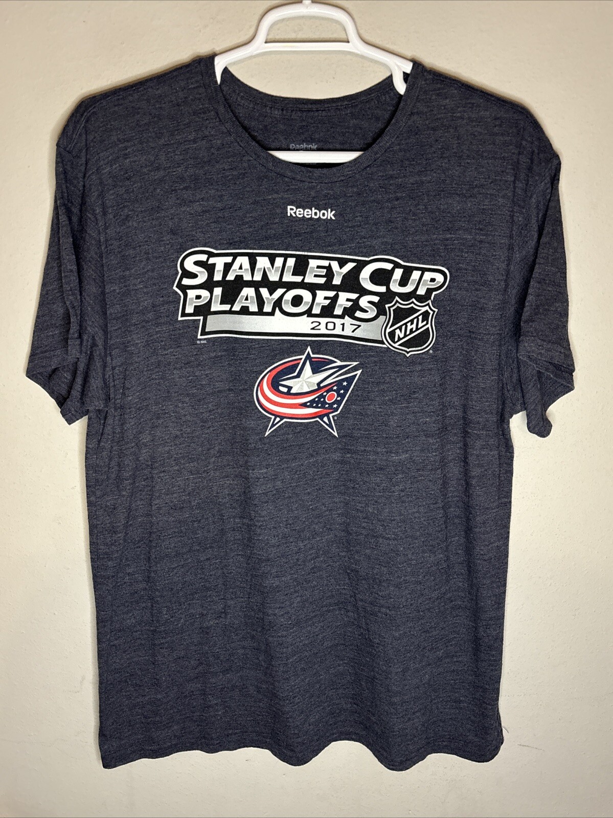 Reebok Mens 2XL Blue 2017 Stanley Cup NHL Playoffs T-Shirt