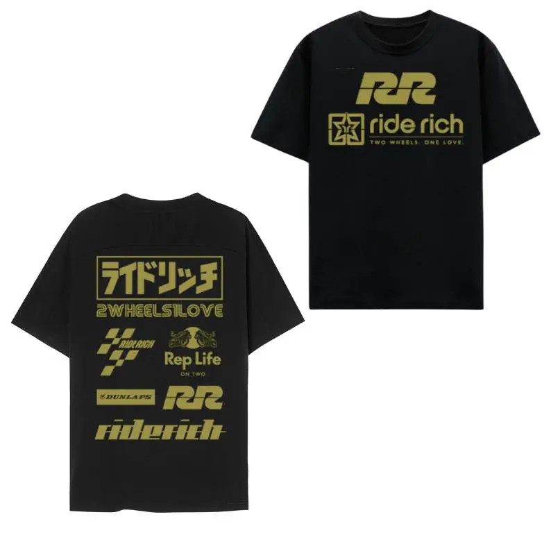 Ride Rich Premium Biker T-Shirt for Motorcycle Enthusiasts - 2 Sides Graphic gallery