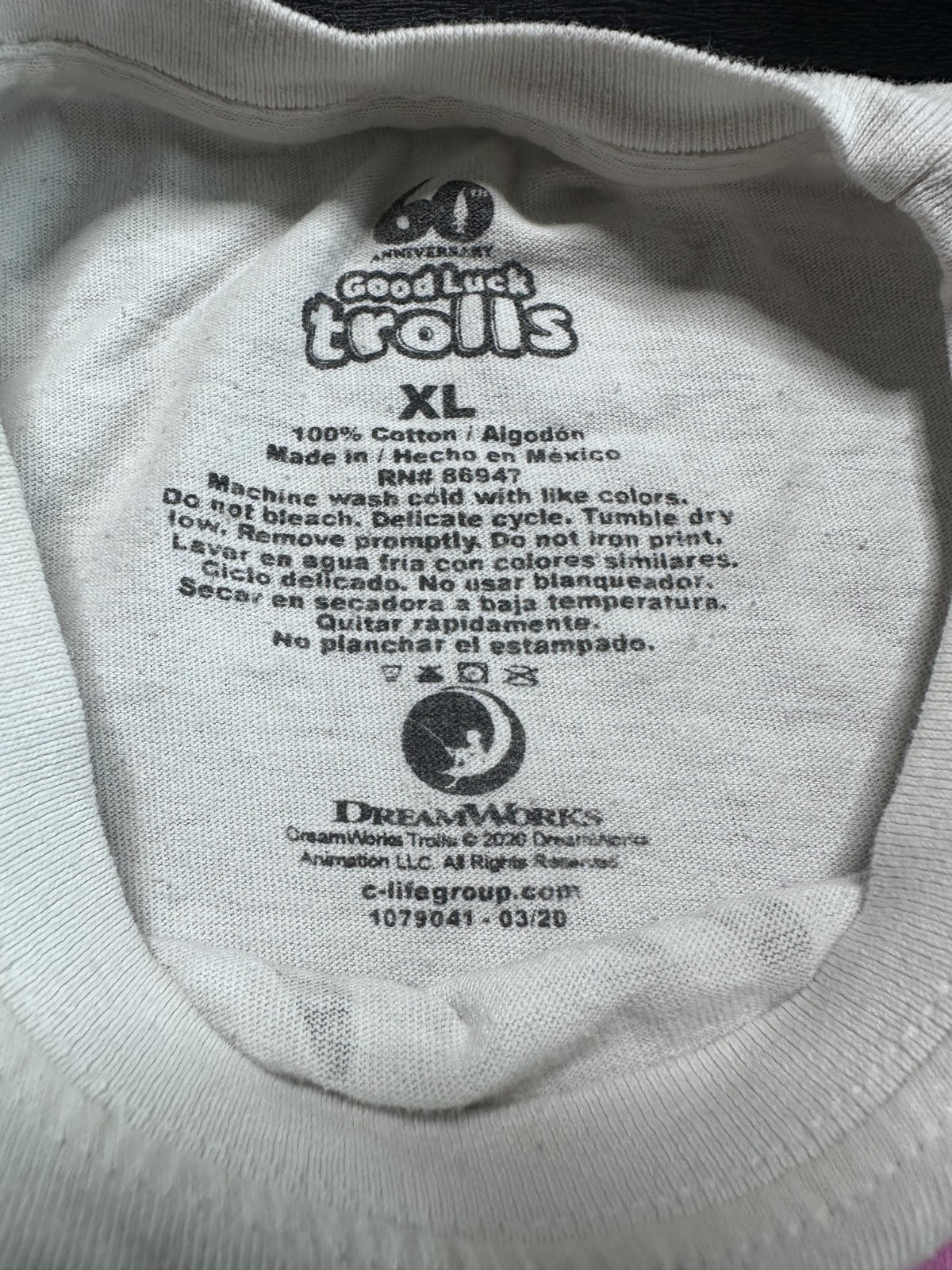Good Luck Trolls 60th Anniversary White T-Shirt Men's X-Large DreamWorks gallery