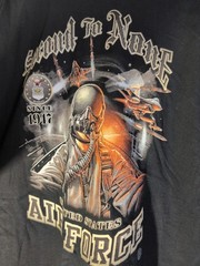 New Gildan Air Force SECOND TO NONE T-shirt BLACK Size XL~#315