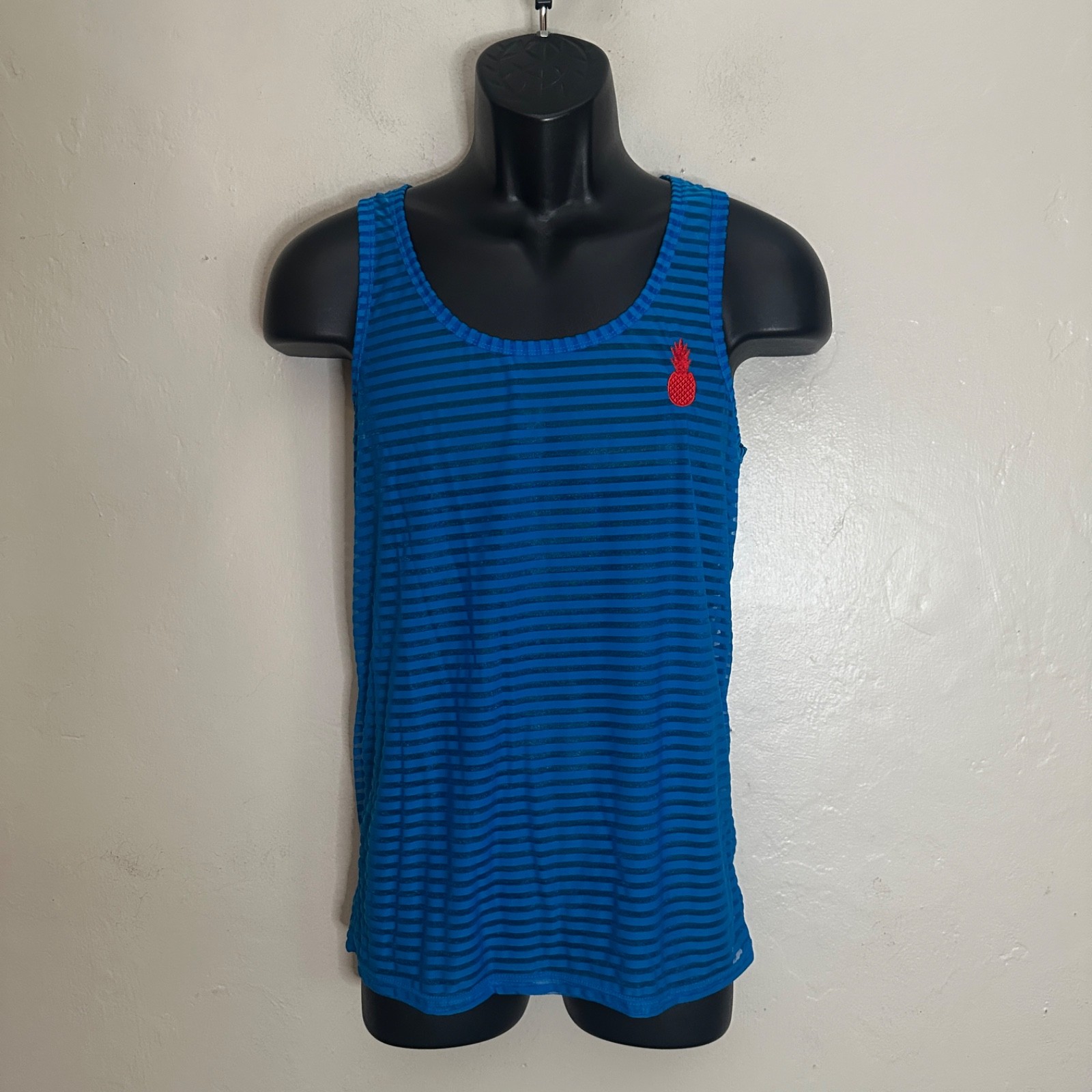 JJ Malibu Mesh Stripe Tank Top Small Gently worn 80% polyamide/20% elastane gallery