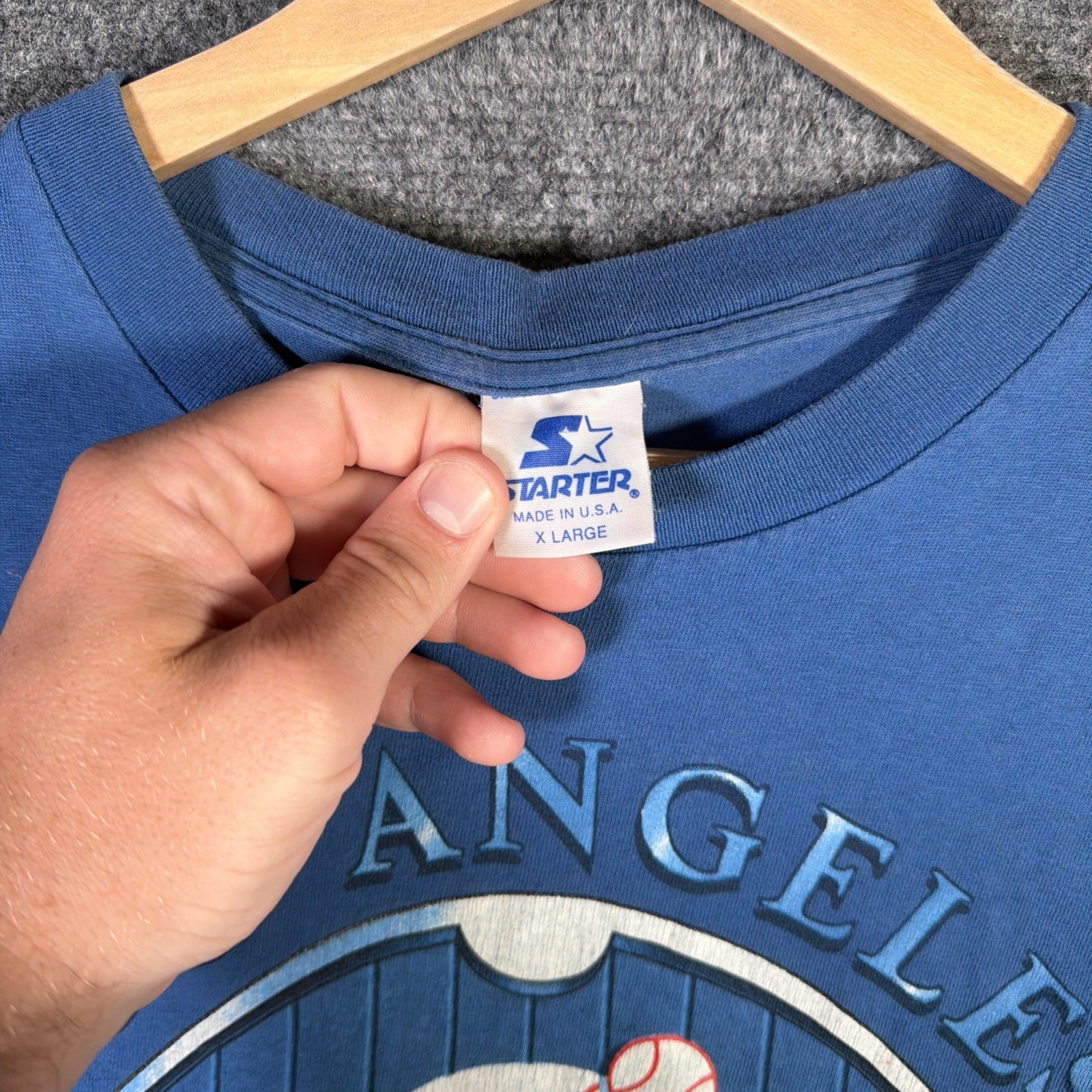 Vintage Los Angeles Dodgers Shirt Mens XL Blue Spellout 90s MLB Baseball Starter gallery