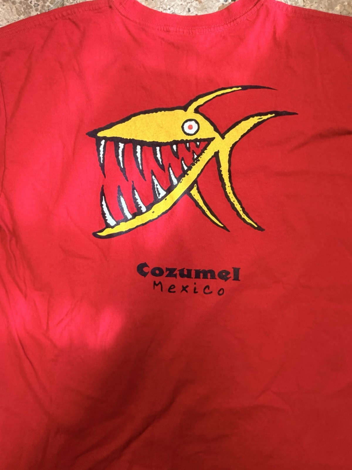 Men’s Size XL Cozumel Mexico Yellow Fish Red Graphic T-Shirt gallery