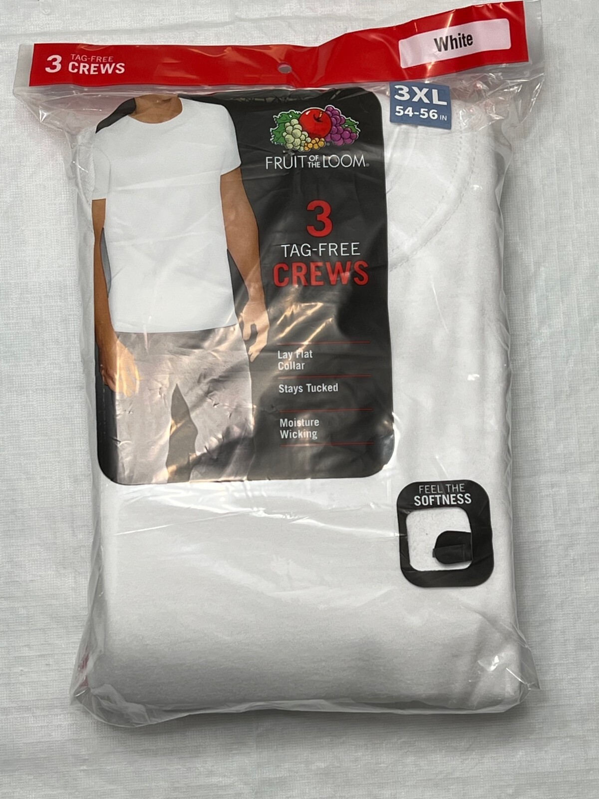 White 3 Pack Men's 100% Cotton Crew Tagless T-Shirt Undershirt: 2XL-3XL gallery