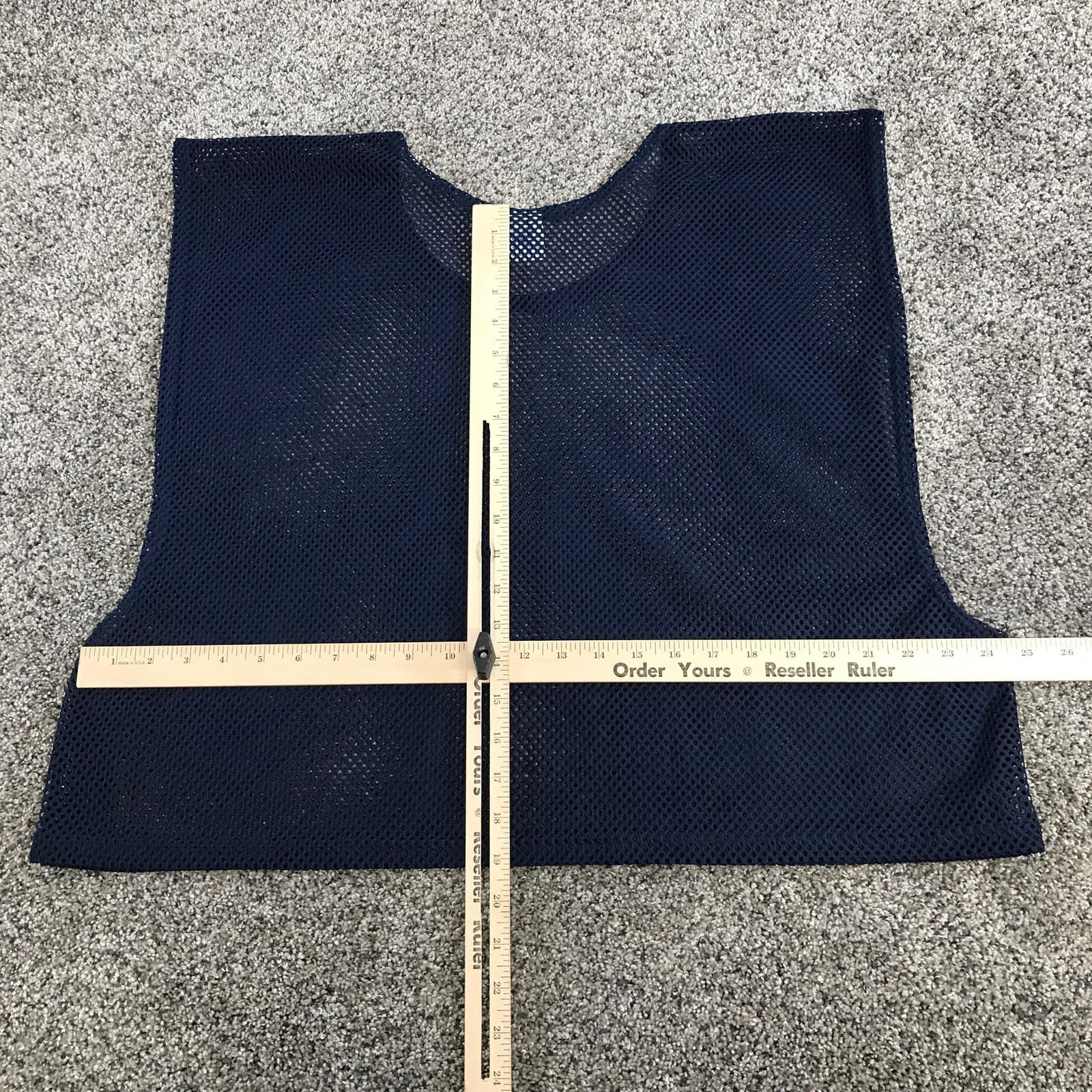Vintage Russell Athletic Cropped Tank Top Adult XL Navy Mesh Vest Made in USA gallery