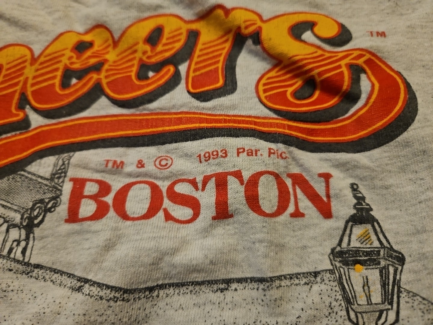 Vintage 1993 T-shirt, Boston, Cheers, light gray, Made In USA by Teejays gallery