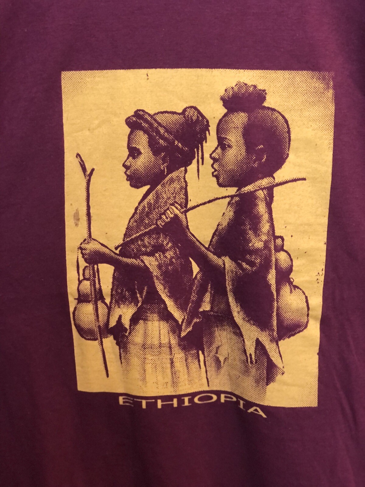 Vintage 90’s Ethiopia T Shirt African Printed Tee Rare Find Size Medium gallery