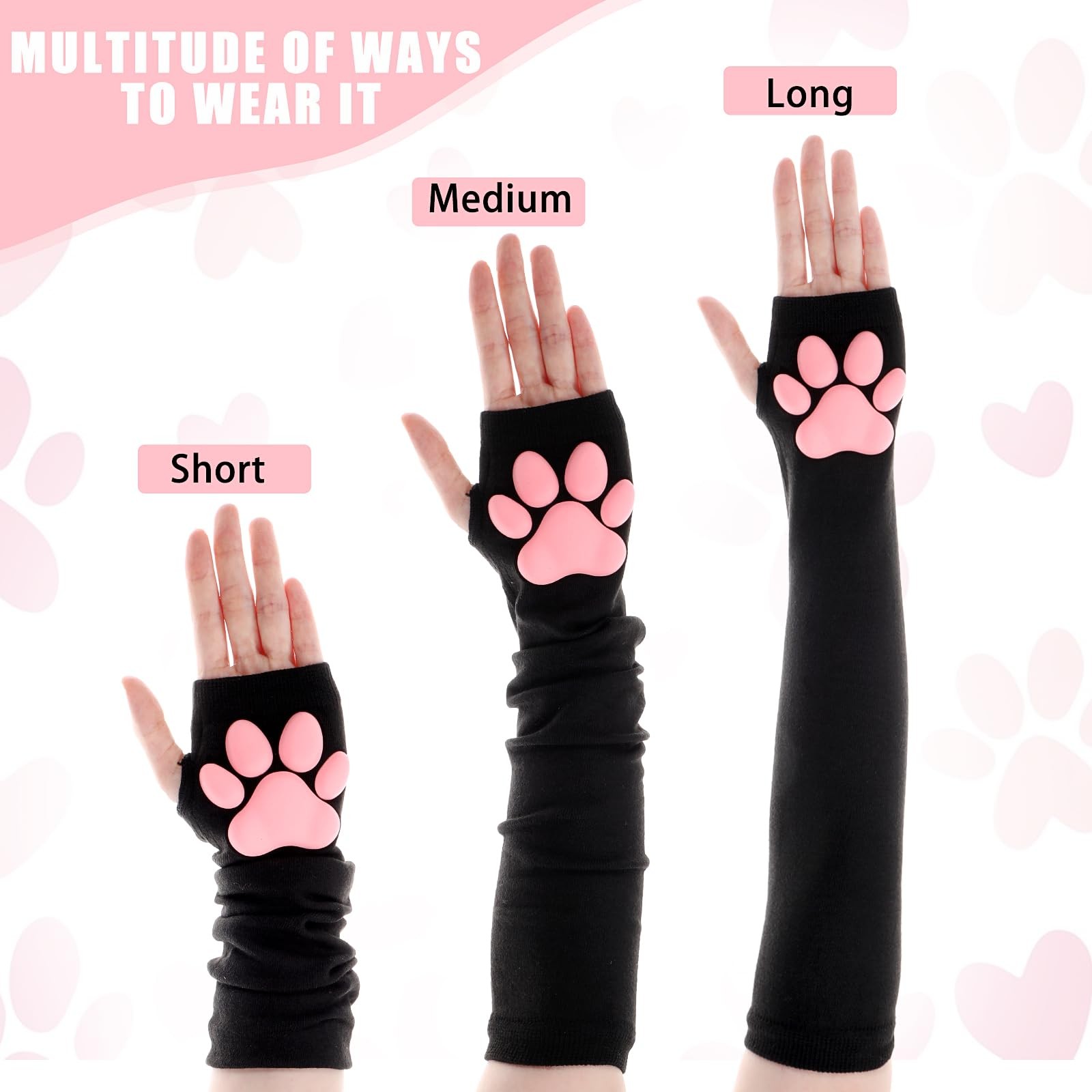 Women's Cute Therian Cat Paws Gloves 3D Cat Claw Paws Pad Sleeves for Cosplay gallery