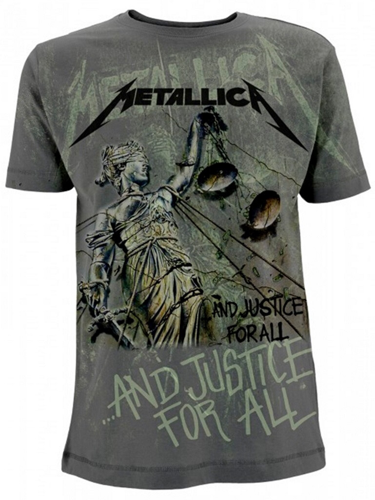 Metallica Justice Neon All Over Grey T-Shirt  NEW OFFICIAL