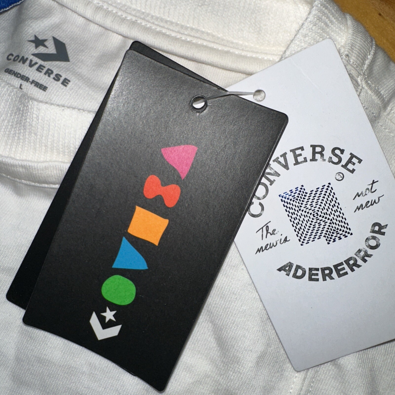 NWT Converse x Ader Error Shapes Cloud Dancer White T Shirt Size Large L Men's gallery