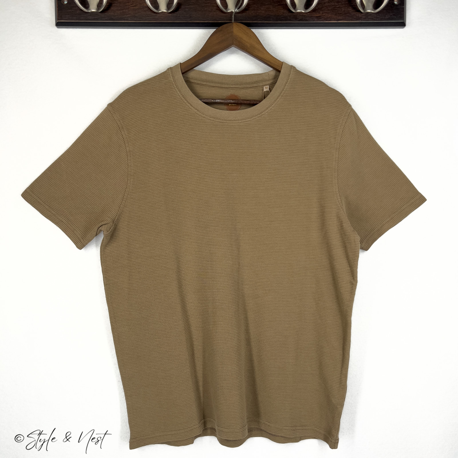 Common People Waffle Knit Tee Medium Coco Brown Cozy Ribbed gallery