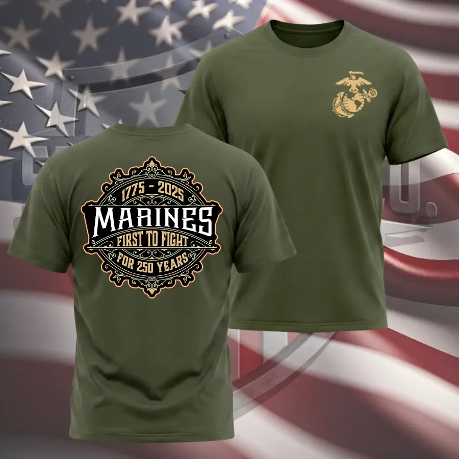 Marines 250th Anniversary 1775–2025 Graphic T-Shirt | First to Fight USMC gallery