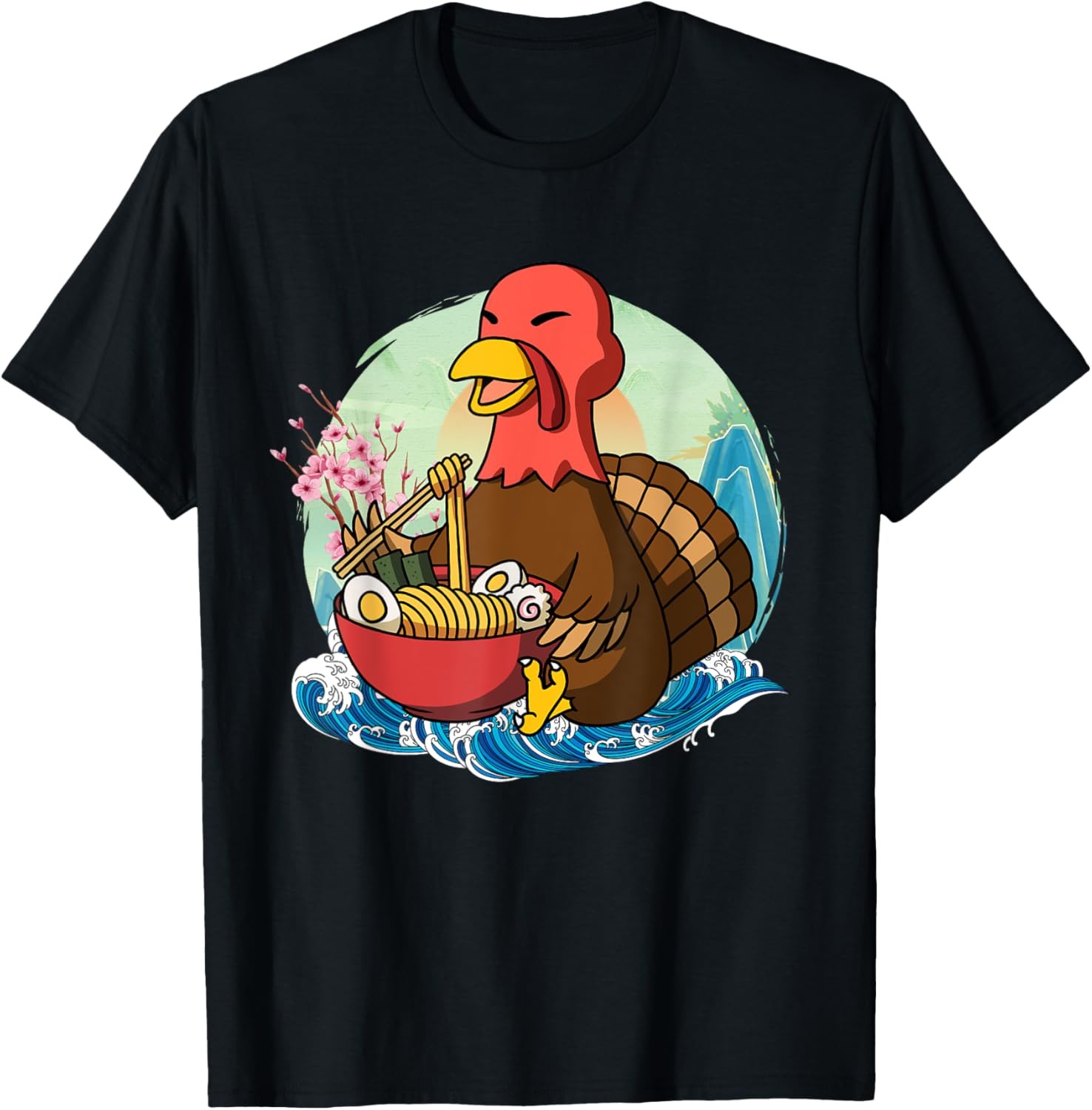 Ramen Thanksgiving Turkey Japanese Great Wave Kanagawa T-Shirt