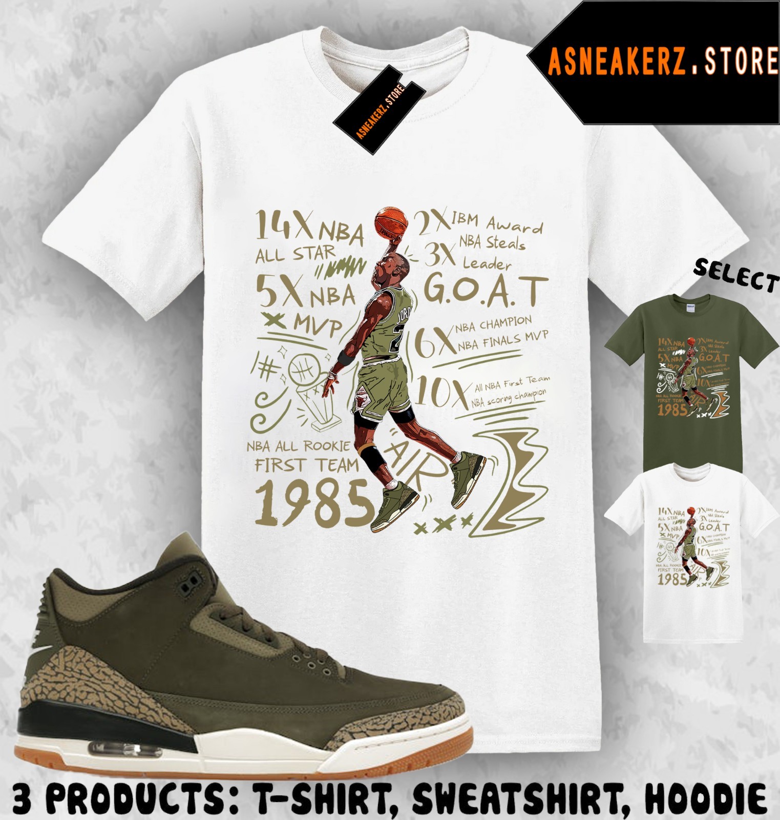 Shirt To Match AJ 3 Family Affair Sneaker Matching Tee MJ 23 Accolades T-Shirt gallery