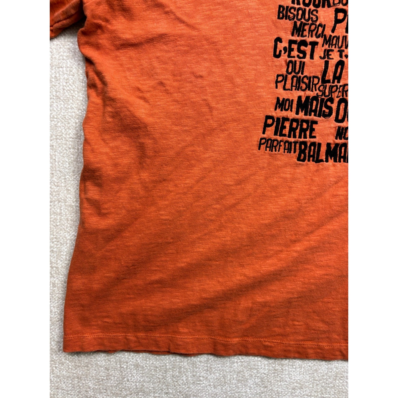 Pierre Balmain Mens Burnt Orange Paris Graphic Cotton T-Shirt Size Large 52 gallery