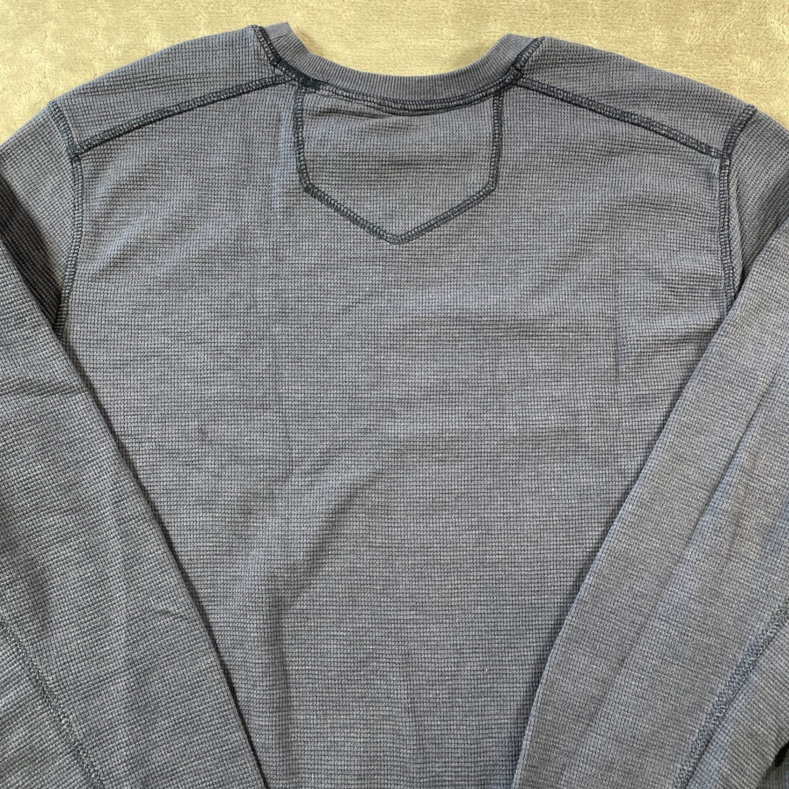 Eddie Bauer Thermal Shirt Mens Large Blue Waffle Knit Crewneck Outdoor Casual gallery