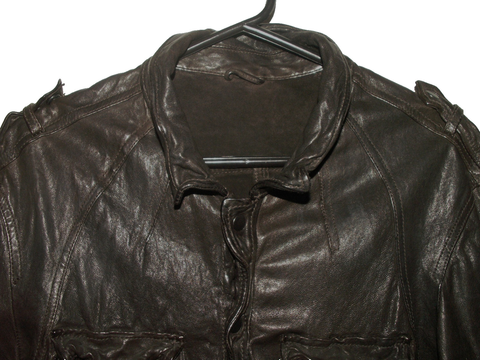 Men's All Saints MCKAY LEATHER SHIRT jacket overshirt XL (ref80) £199.99!!!!! gallery