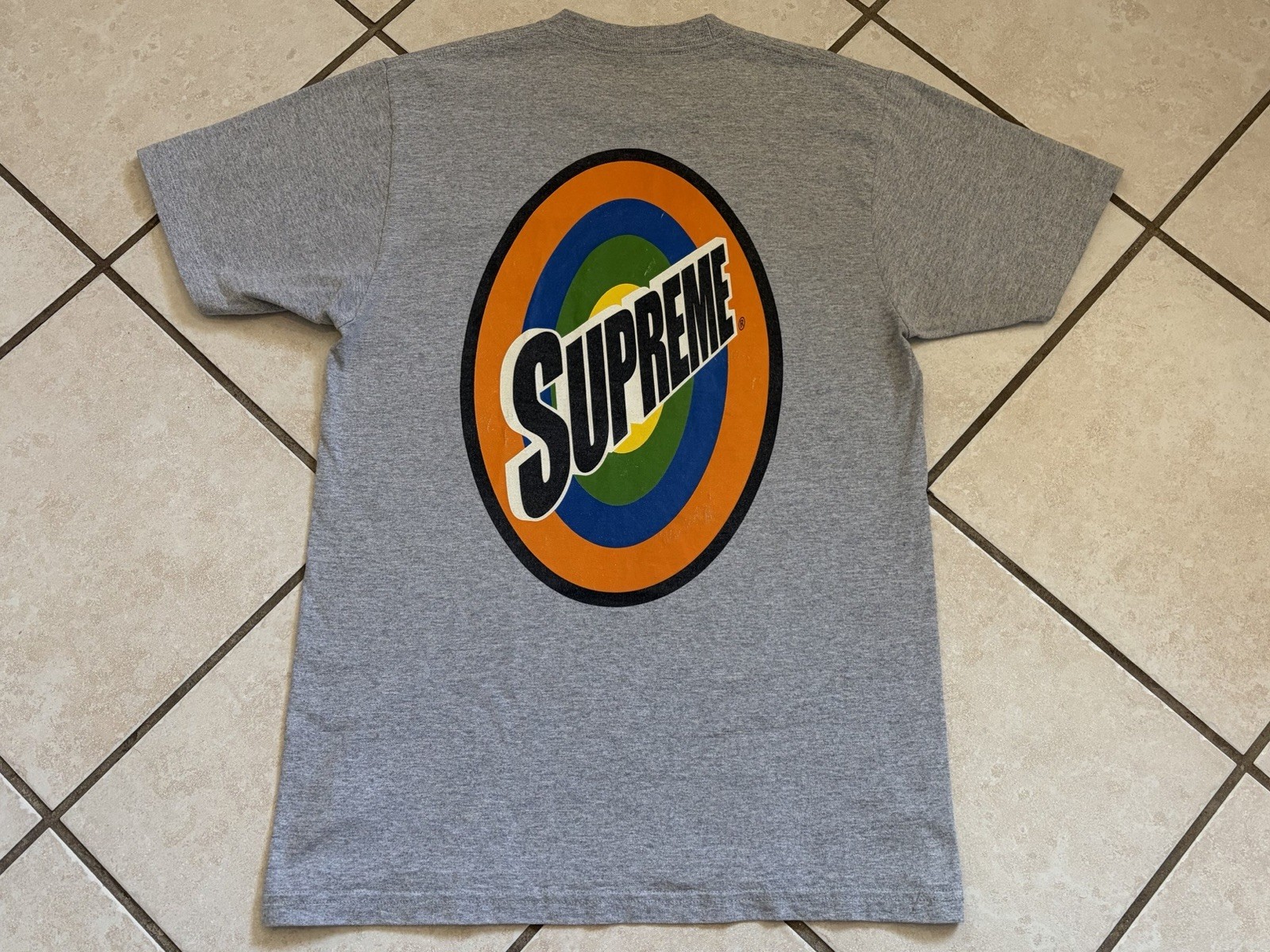 Supreme SS16 Spin Logo Grey T-Shirt Mens Size Medium Tide Laundry Bogo Box Logo gallery