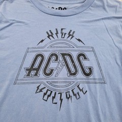 AC/DC Shirt Mens M Blue High Voltage Graphic Tee Tagless Cotton Poly 60/40 Blend