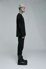 Punk Rave Men’s Gothic Knited Elastic Long Sleeve T-shirt Punk Casual Loose Tops