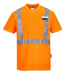 Portwest S190 Hi-Vis Reflective Safety Crew Neck T-Shirt with Chest Pocket ANSI