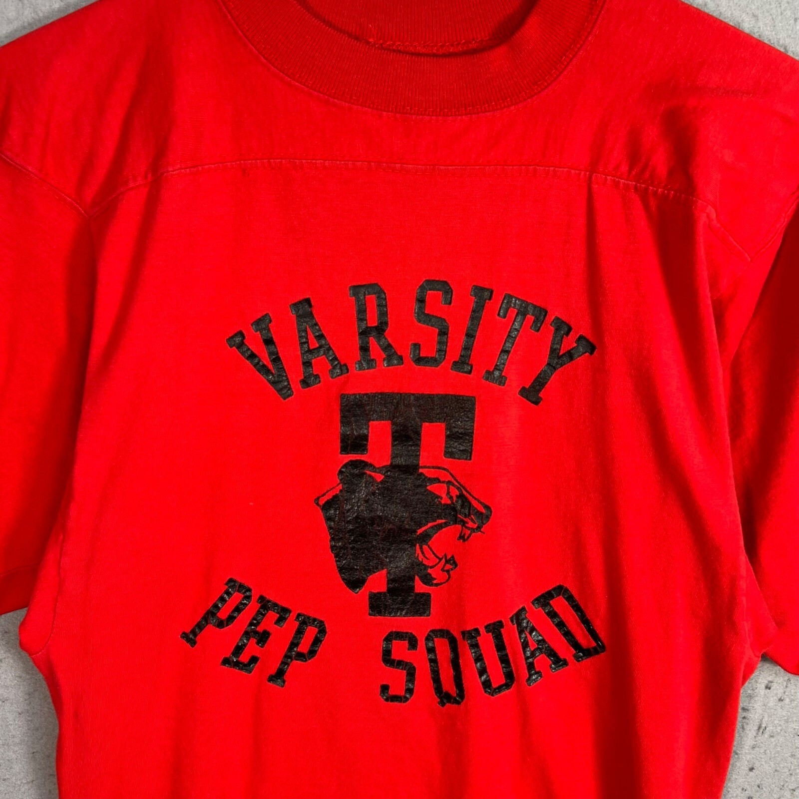 Vintage 80s Vintage Russell Athletic Varsity Pep Squad Red T-Shirt Small Mens gallery
