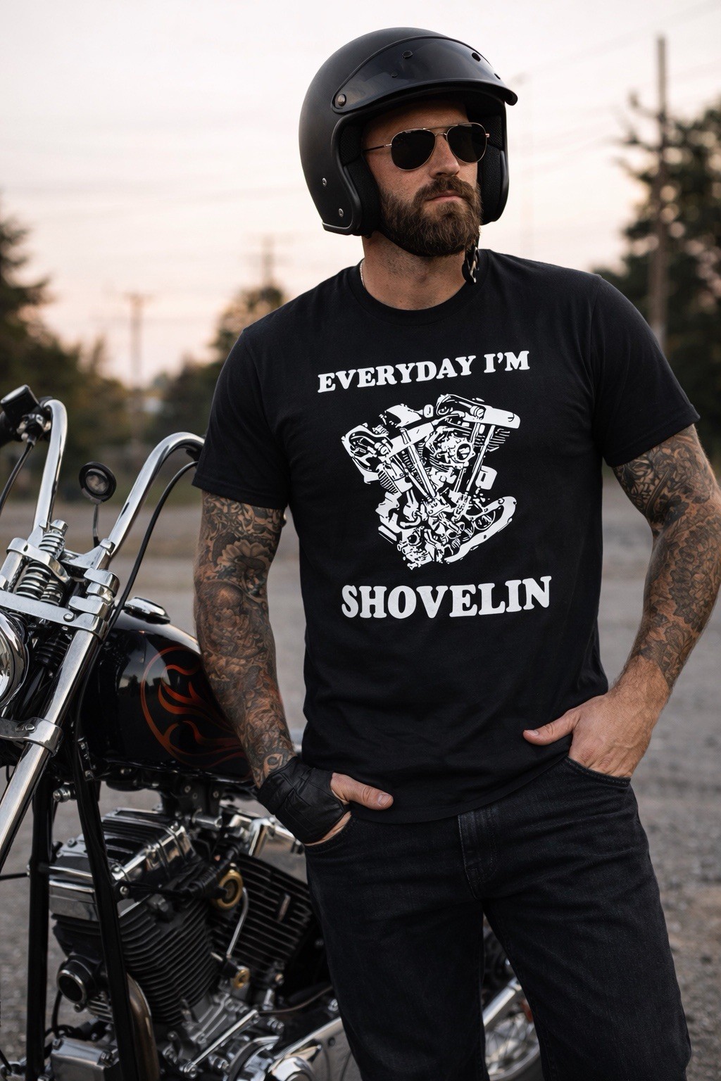 Shovelhead Harley Davidson T-shirt Chopper Everyday im SHOVELIN OG Vintage Style gallery
