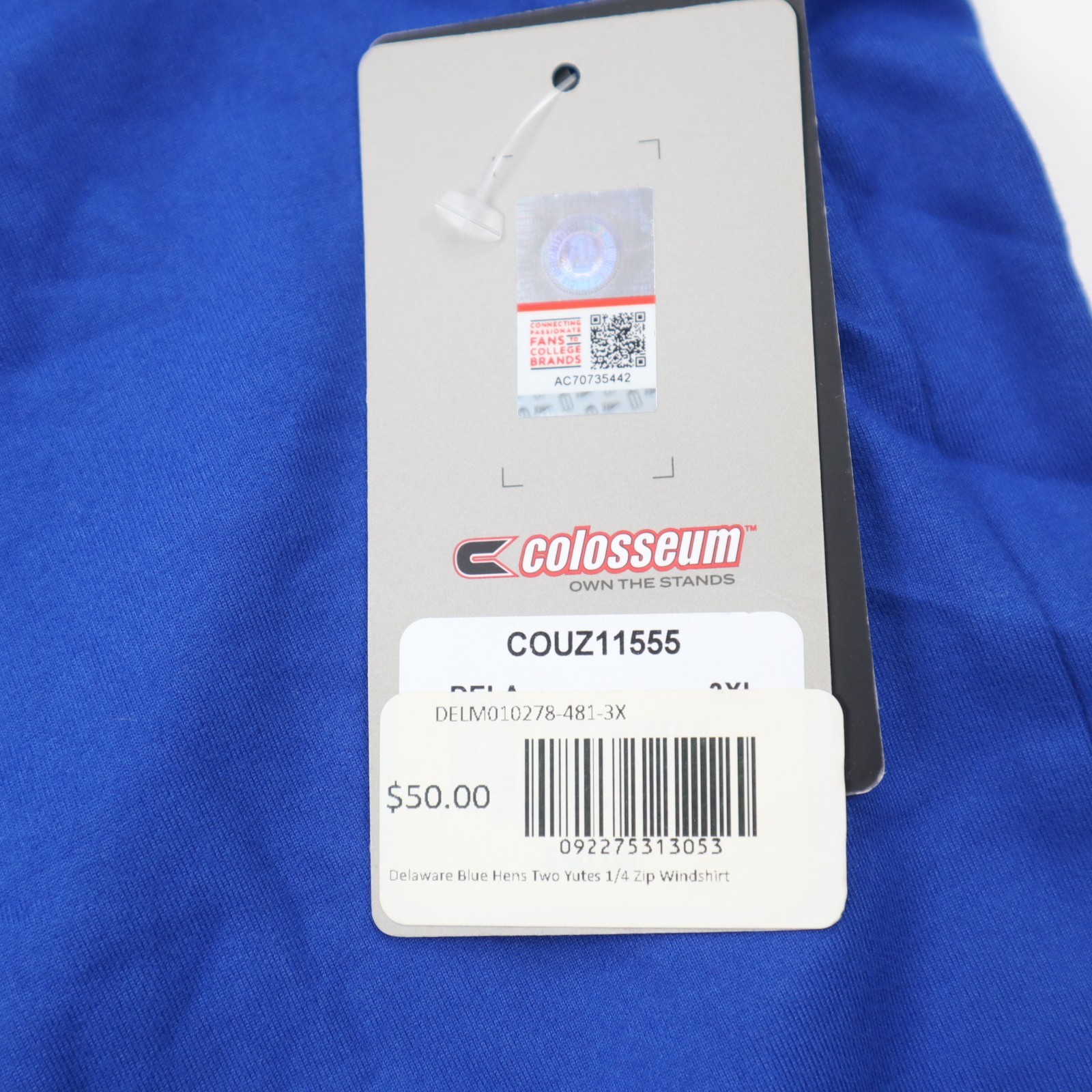 Delaware Blue Hens Colosseum 1/4 Zip Windshirt Pullover Mens Blue 3XL NWT gallery