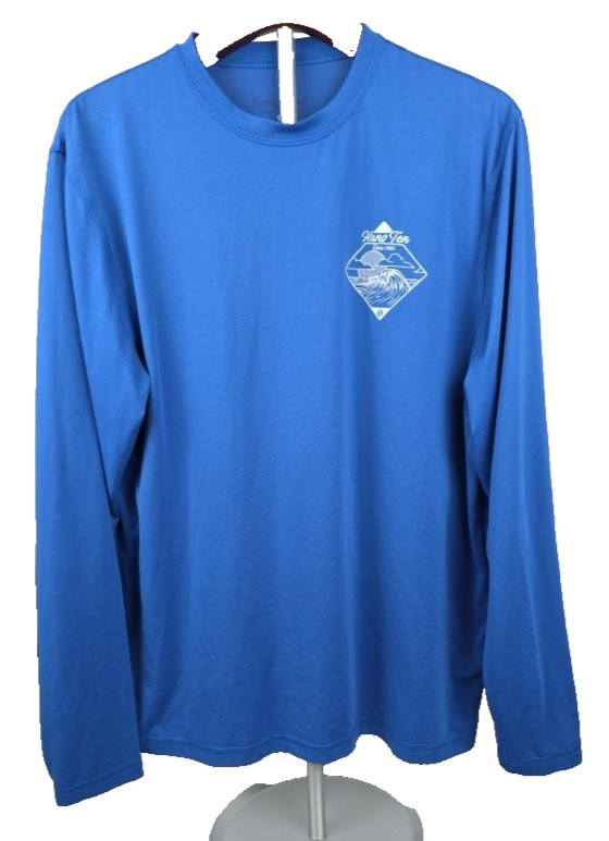 HANG TEN Mens Blue L/S Sun Tee Small Quick Dry UPF 50+ Beach Swim Surf Ocean gallery