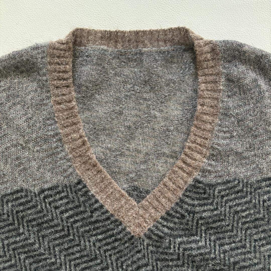 Diesel Alpaca Wool Blend Pattern Sweater Brown Gray Size M Japan gallery