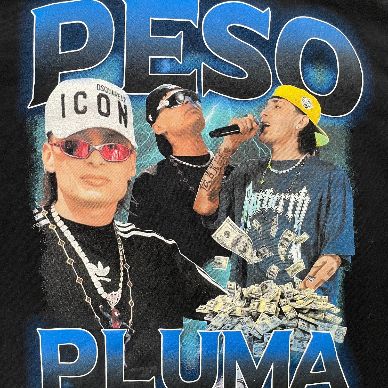 Peso Pluma Shirt Adult Medium Black La Doble P Banda Music Graphic Tee Mens M gallery