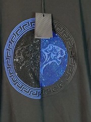 Laverita Men’s Size Medium Designer Beaded Medalian Studded T-shirt Monogram