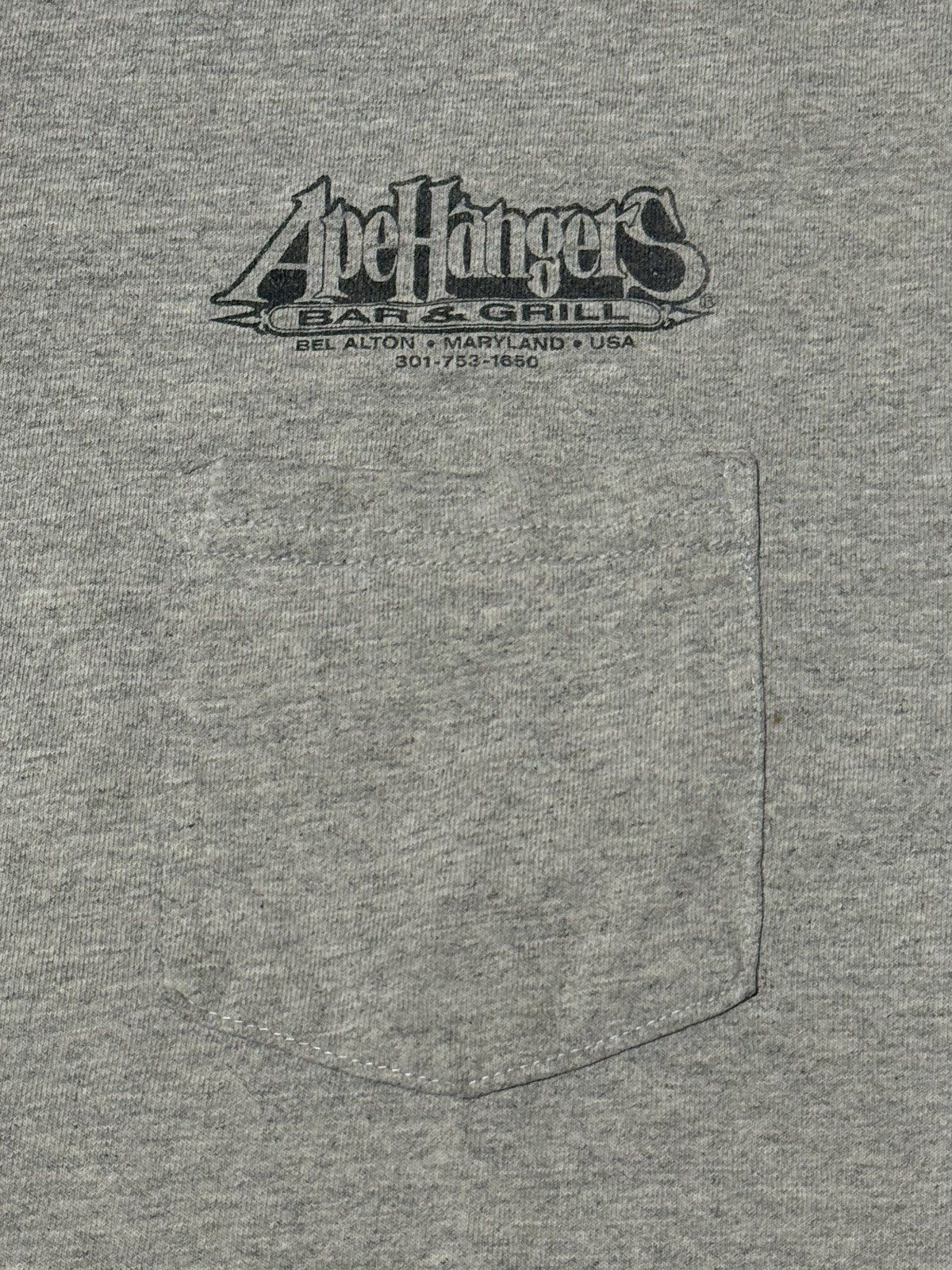 Ape Hangers Bar & Grill Distressed Gray Pocket T-Shirt Large (L) gallery