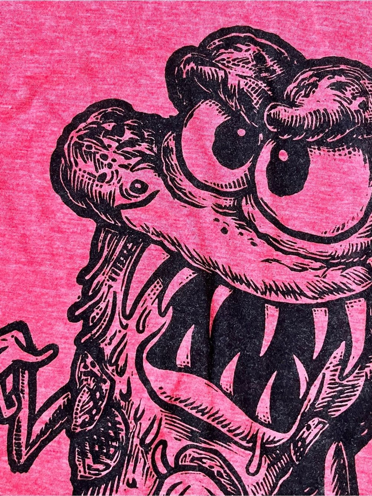 Graphic Monster Pizza Slice Tee Mens Size Large Heathered Red Hand Silkscreened gallery