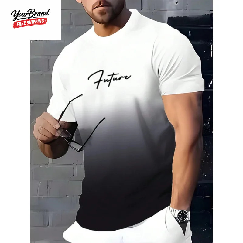 Fashion Gradient Color 3D Print Men'S T-Shirts Daily Men'S O-Neck Short Sleeve T gallery