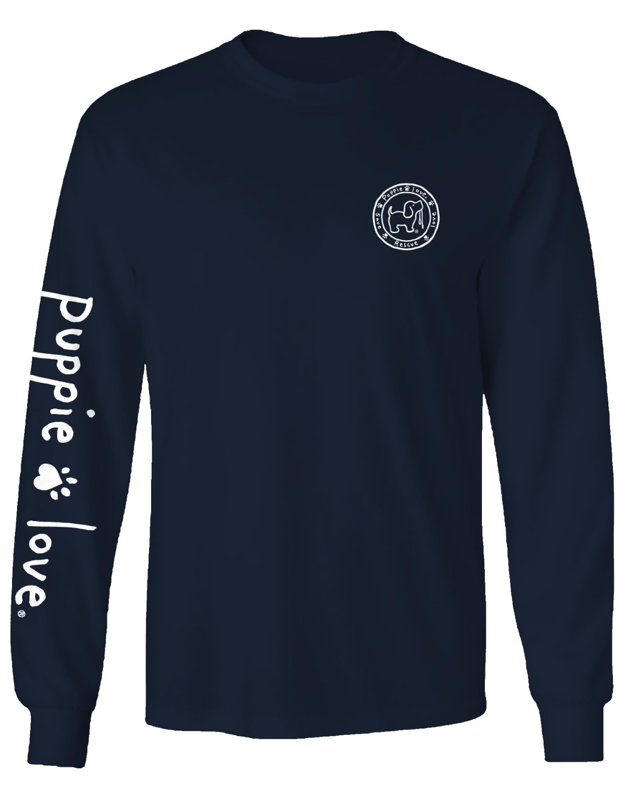 Puppie Love Christmas Dog Long Sleeve T-Shirt, Navy Blue, Winter Holiday Design gallery