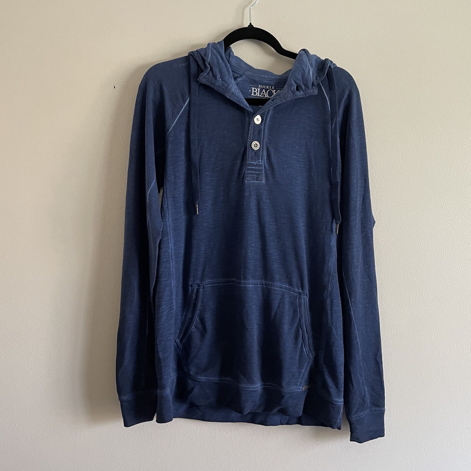 Buckle Black No 48 Men S Blue Standard Fit 4-Button Henley Hooded Pocketed Shirt gallery