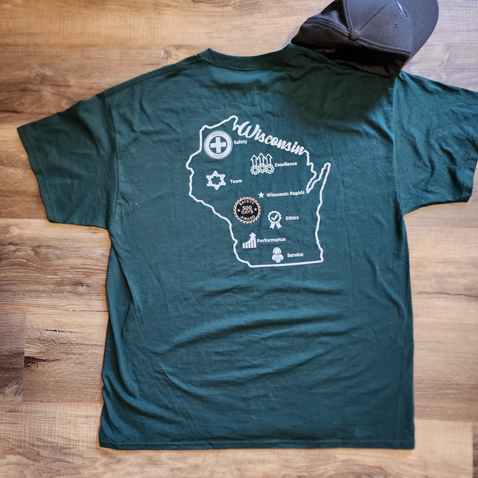 T-shirt with Company Logo & Matching Baseball Cap SIZE XL Dark Green Trucker gallery
