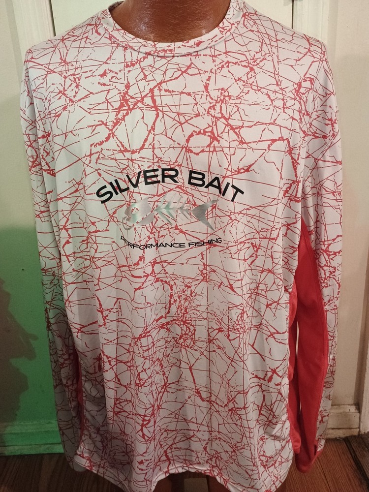 Silver Bait Men’s 2XL Red & White Long Sleeve Fishing Shirt.