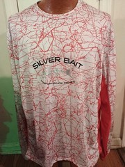 Silver Bait Men’s 2XL Red & White Long Sleeve Fishing Shirt.