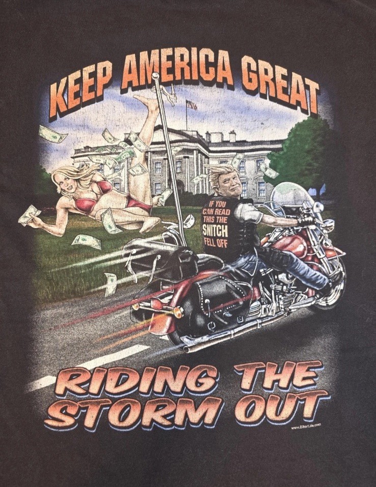 T Shirt Keep America Great Funny Trump Cartoon Men’s 5XL Double-Sided Black