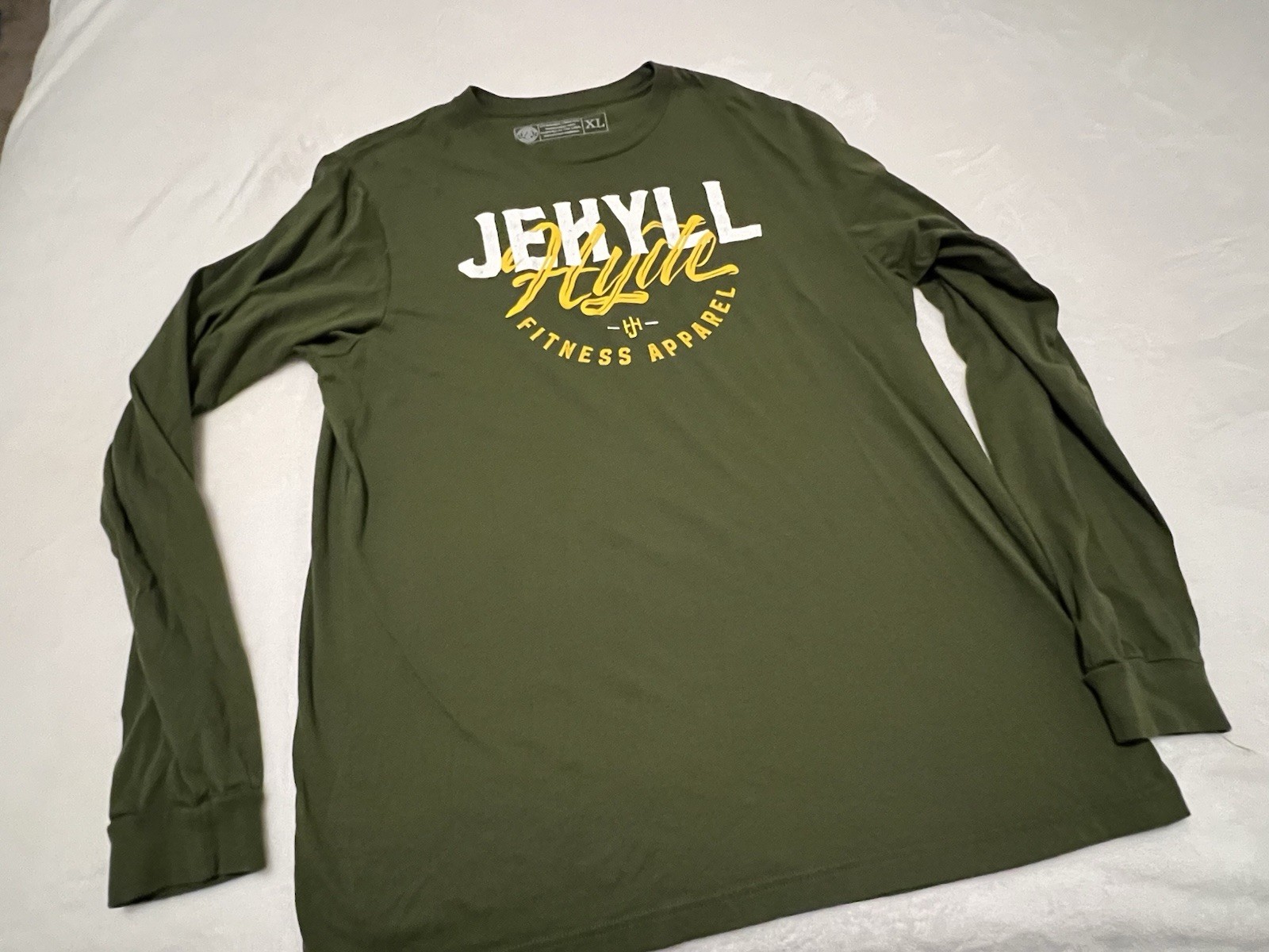 Mens Jekyll And Hyde Fitness Long Sleeve Shirt green Gold Size Gym XL $40 gallery