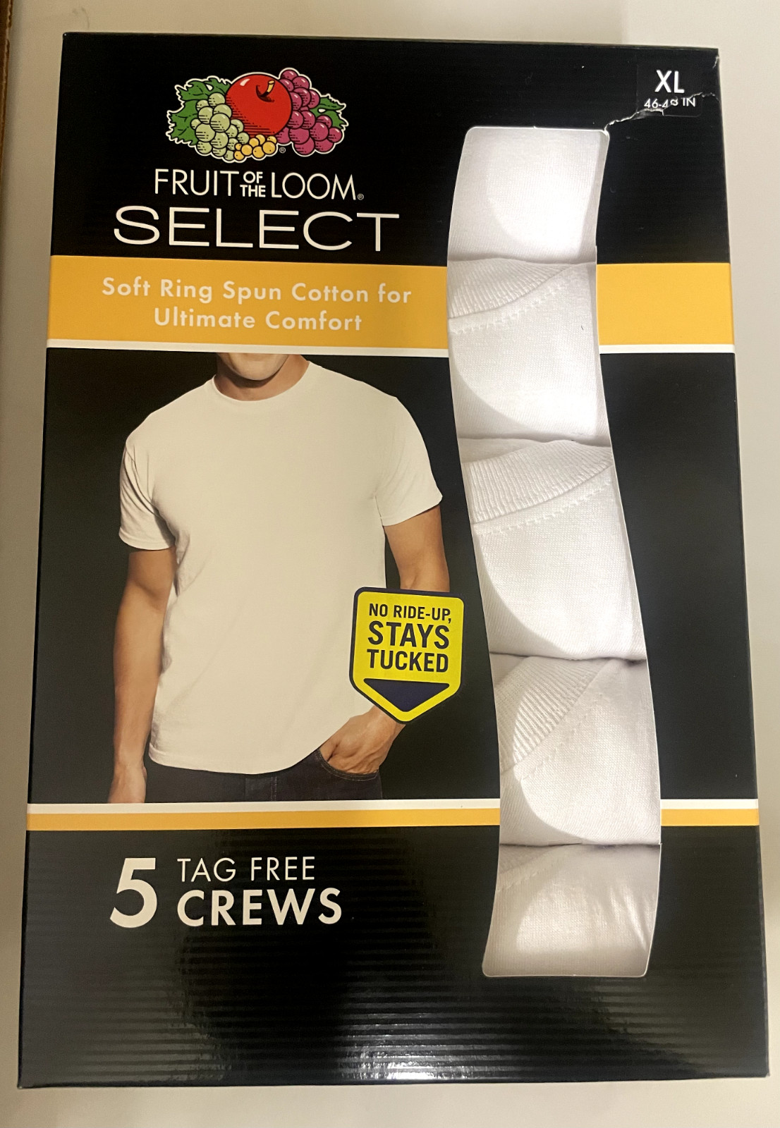 Men’s Fruit Of The Loom T-Shirts Crew Neck White 5-6Pack Slightly Imperfect