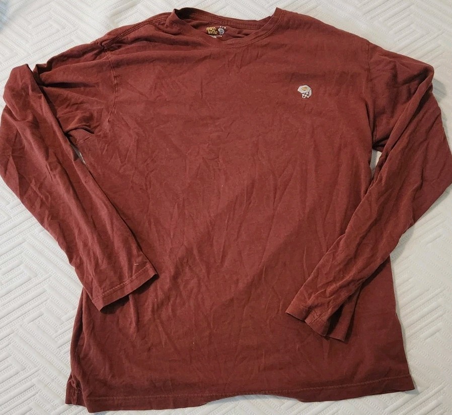 Mountain Hardwear Long Sleeve Shirt Rust Red Large Cotton Outdoor Climbing Rock