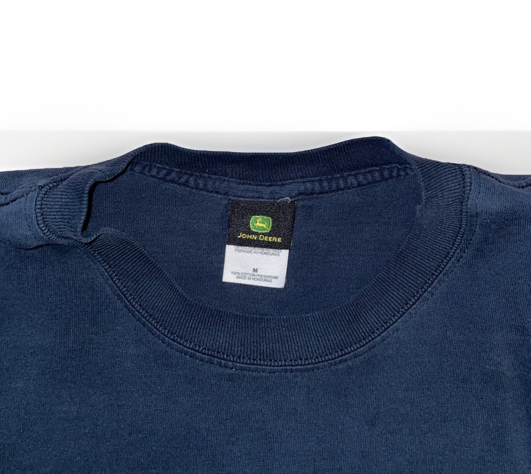 John Deere T Shirt Navy, Long Ribbed Cuff Sleeves Sz M 100% Cotton PreShrunk gallery