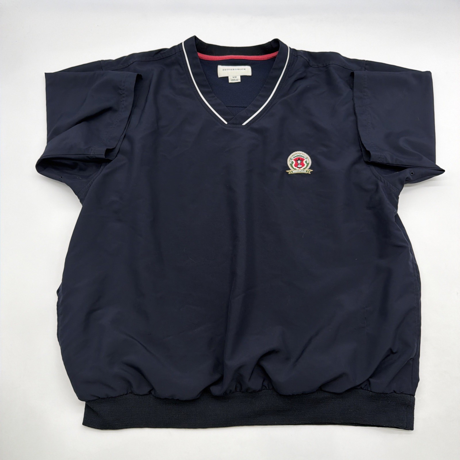 VTG Cutter & Buck Shirt Men M Blue Pockets Logo V-Neck Logo .#44808 gallery