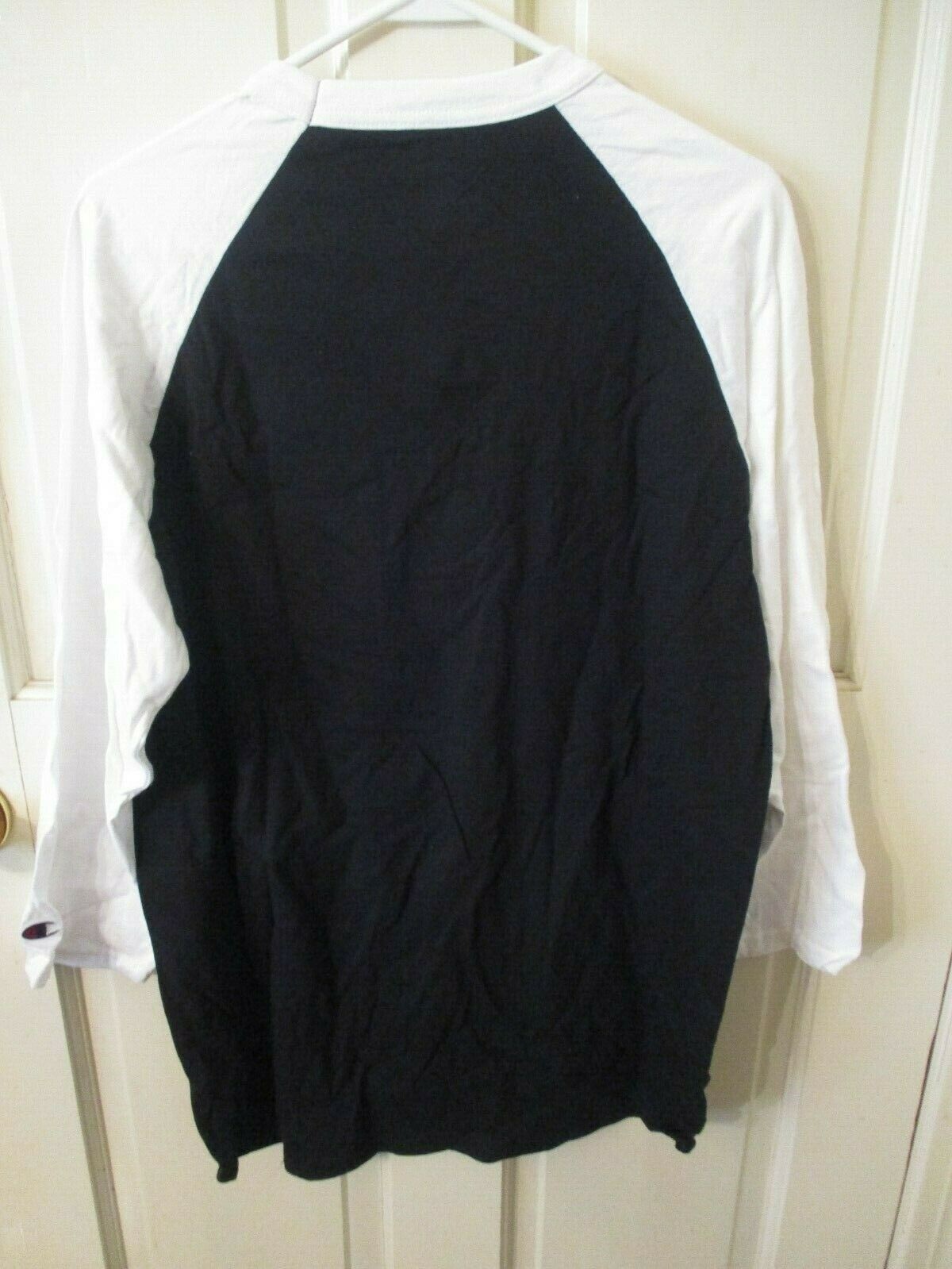 907W1 Champion T137 Authentic Apparel Baseball Tee Small LG Black & White gallery